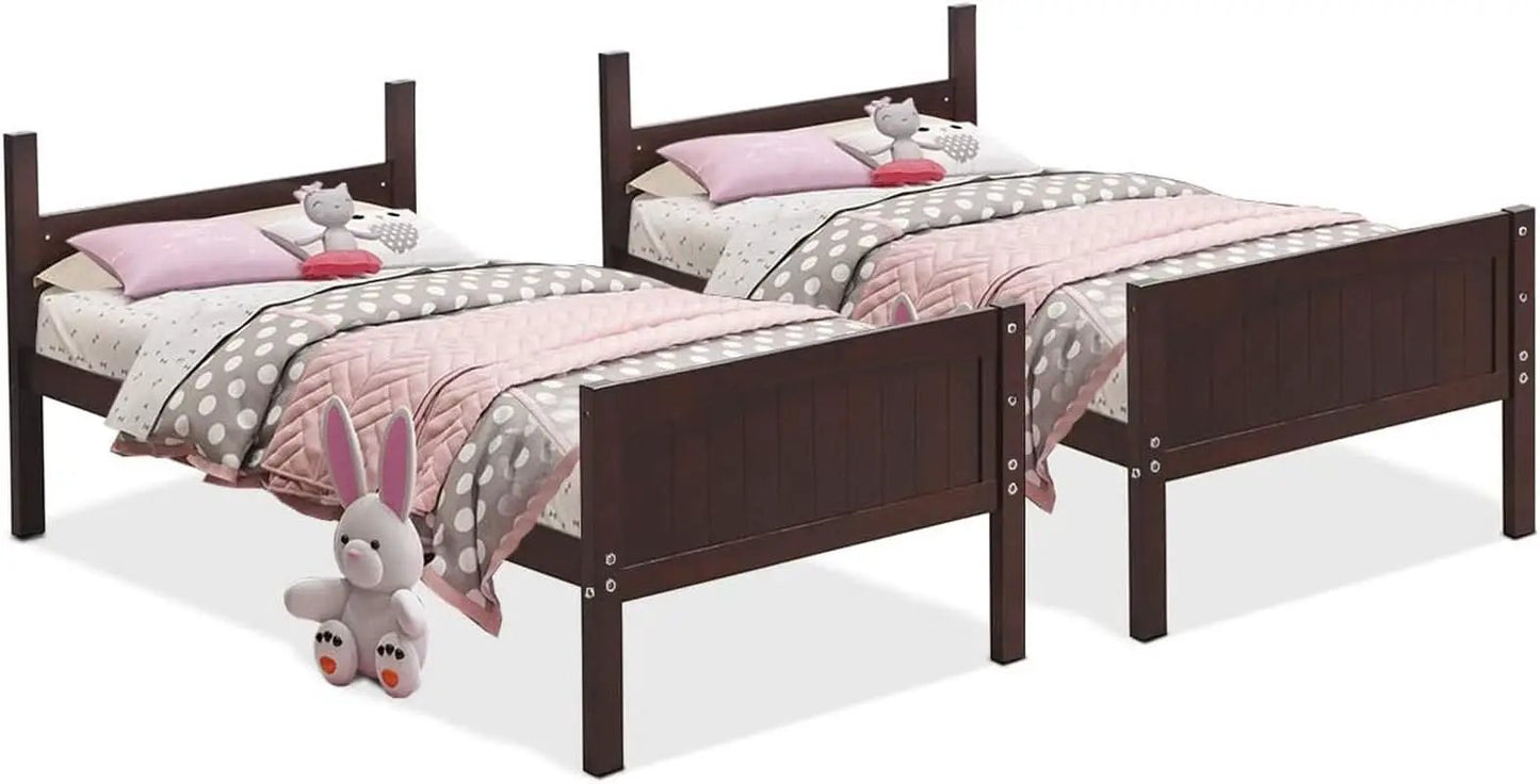Twin Over Twin Bunk Bed Espresso With Safety Rails from PriceLows™