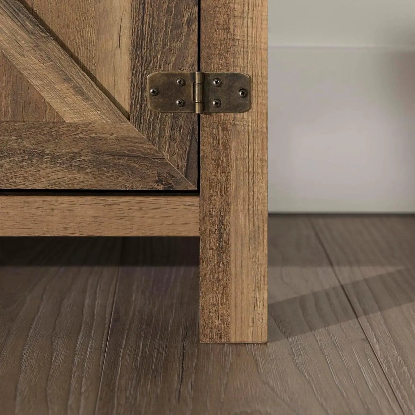 Rustic Oak TV Stand With Double Barn Doors Up To 80 Inch from PriceLows™
