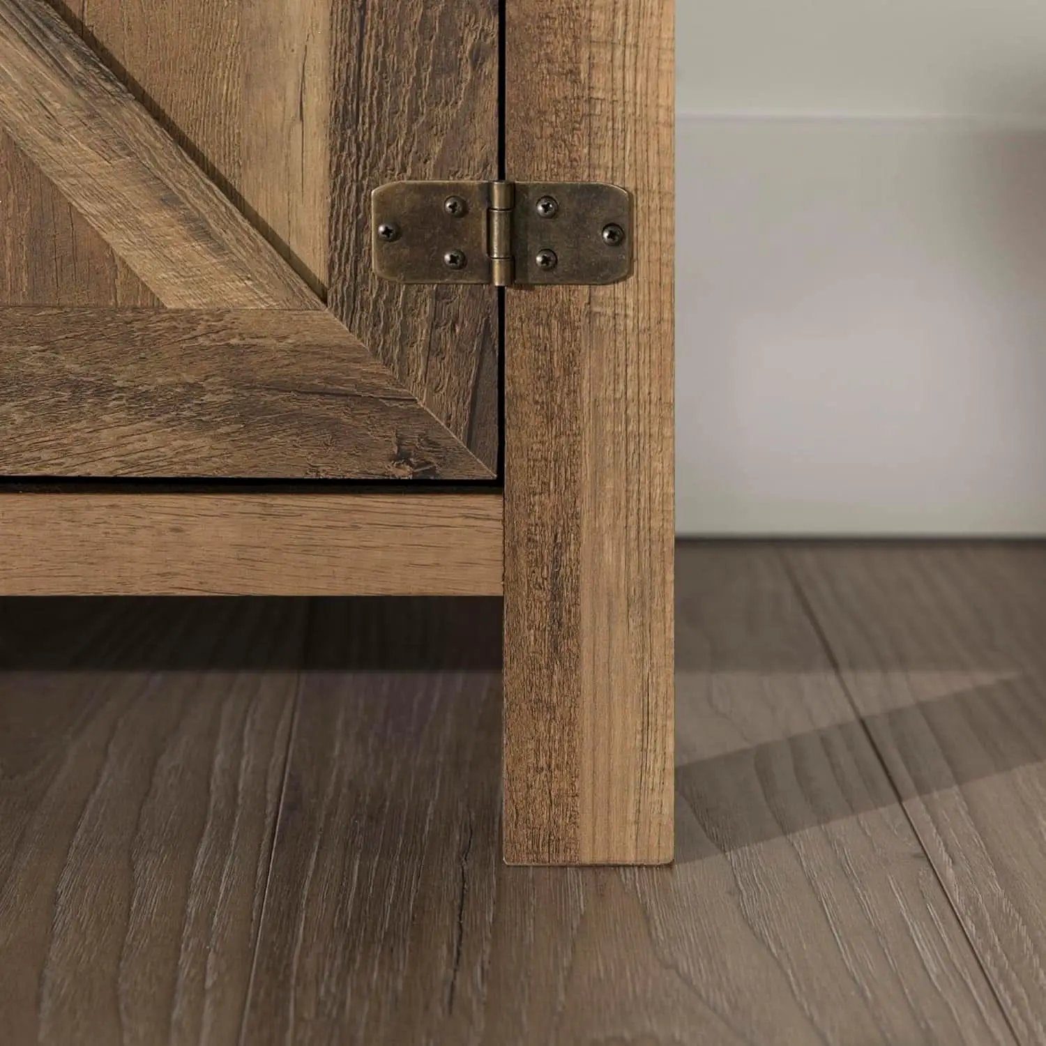 Rustic Oak TV Stand With Double Barn Doors Up To 80 Inch from PriceLows™