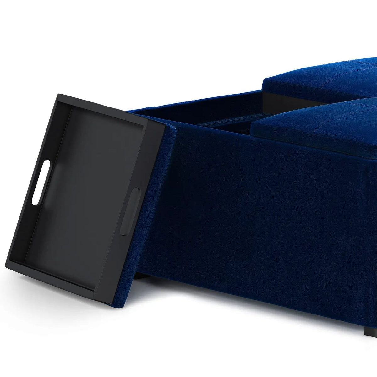 Avalon Square Storage Ottoman | Coffee Table Design | Four Flip Over Serving Trays | 35 Inch Width