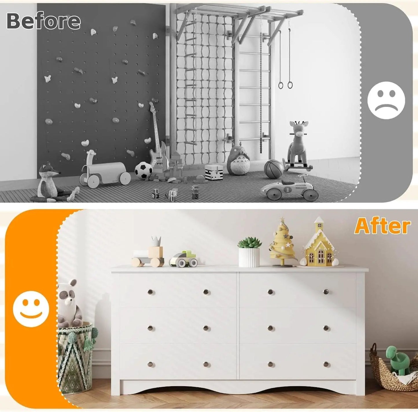 6 Drawer Dresser and TV Stand in White for 65 Inch TV from PriceLows™