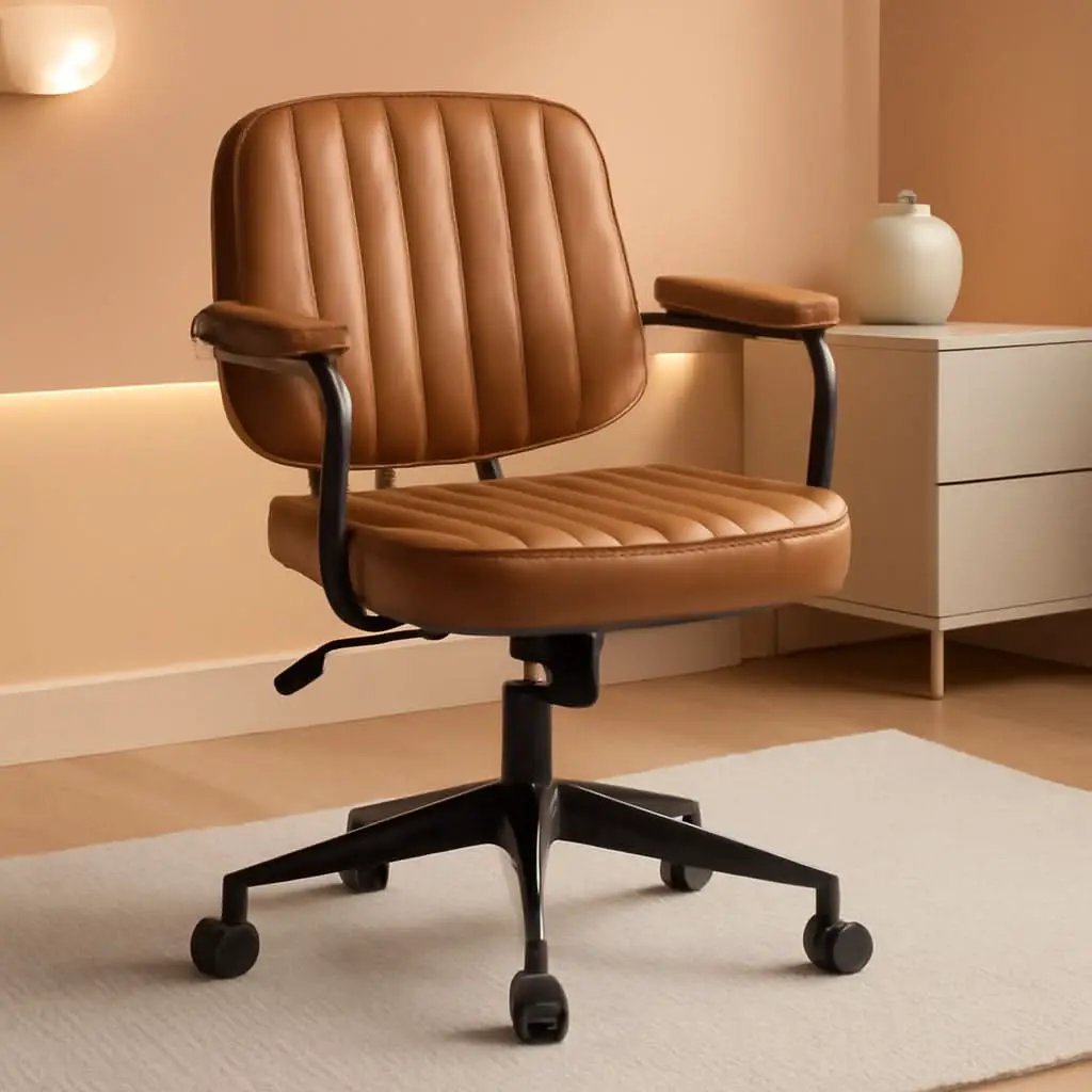 Brown Desk Chair With Wheels And Armrests Adjustable from PriceLows™