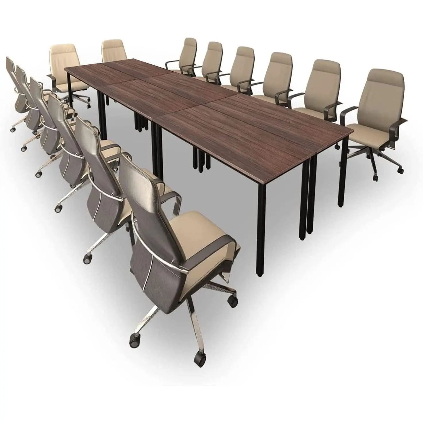 Durable Walnut Brown Conference Table For 14 Seats from PriceLows™