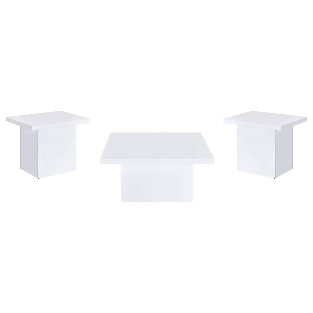 Devar 3-piece Square Coffee End Table Set White High Gloss | 3-Piece Set | Engineered Wood | Dining Room