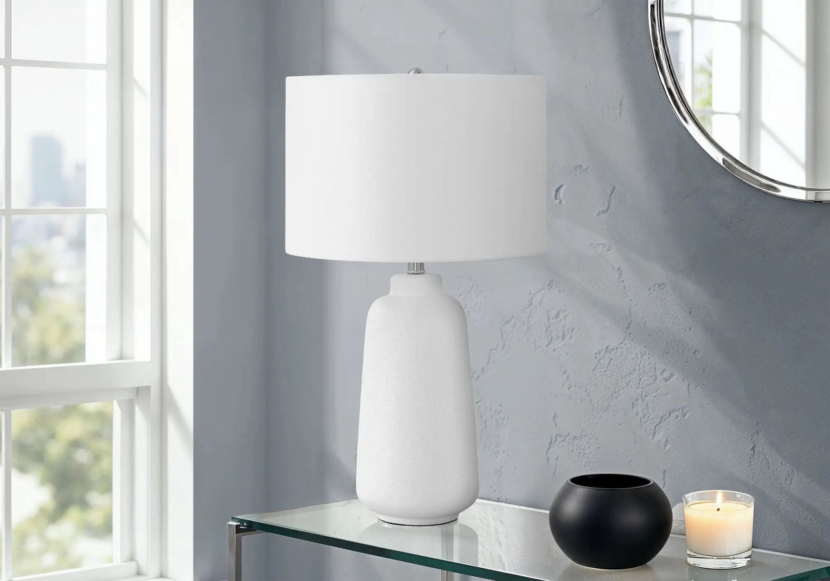 Cream Ceramic Table Lamp | Tapered Base | 26 Inch Height | 3-Way Rotary Switch