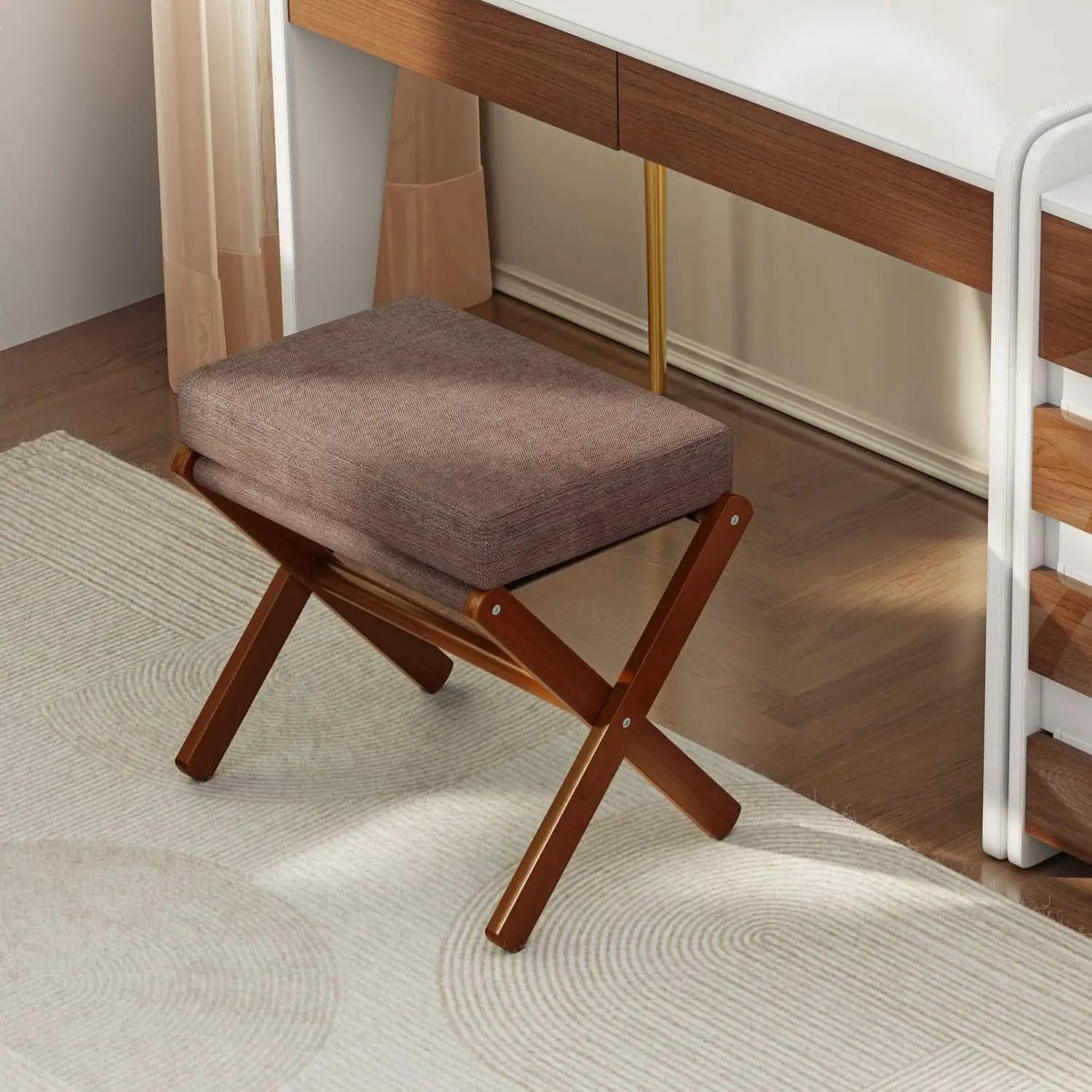 Espresso Brown Foldable Bamboo Footstool Dense Foam from PriceLows™