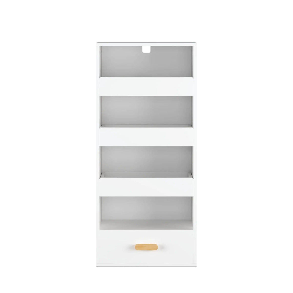 4 Tier Freestanding Bookshelf With 3 Sliding Drawers And 1 Bottom Drawer - Bookcase | 18.9 x 14.96 x 42.13 in | Engineered Wood | White