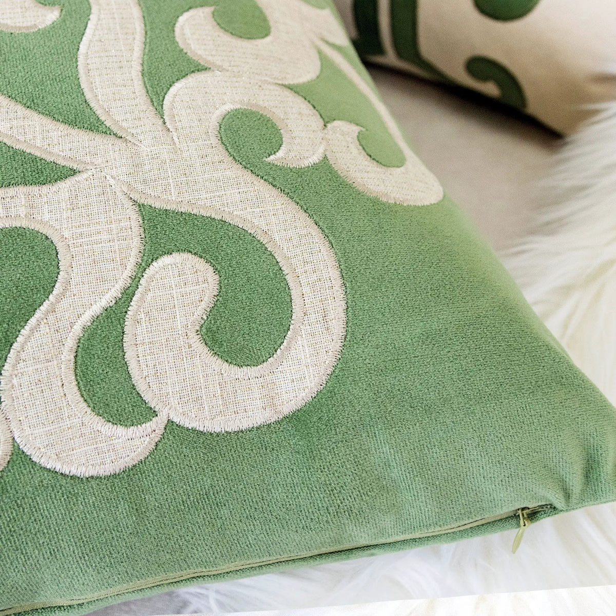 Dora Vintage Vine Pillow Covers | Set Of 2 | Green | Hidden Zipper