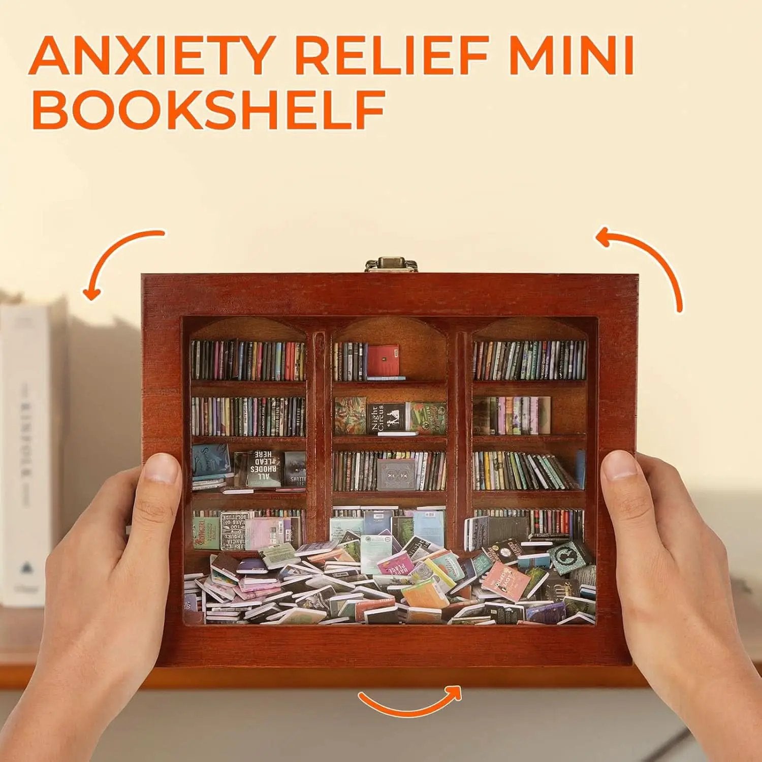 Anxiety Bookshelf Miniature Library Display Cabinet Books from PriceLows™