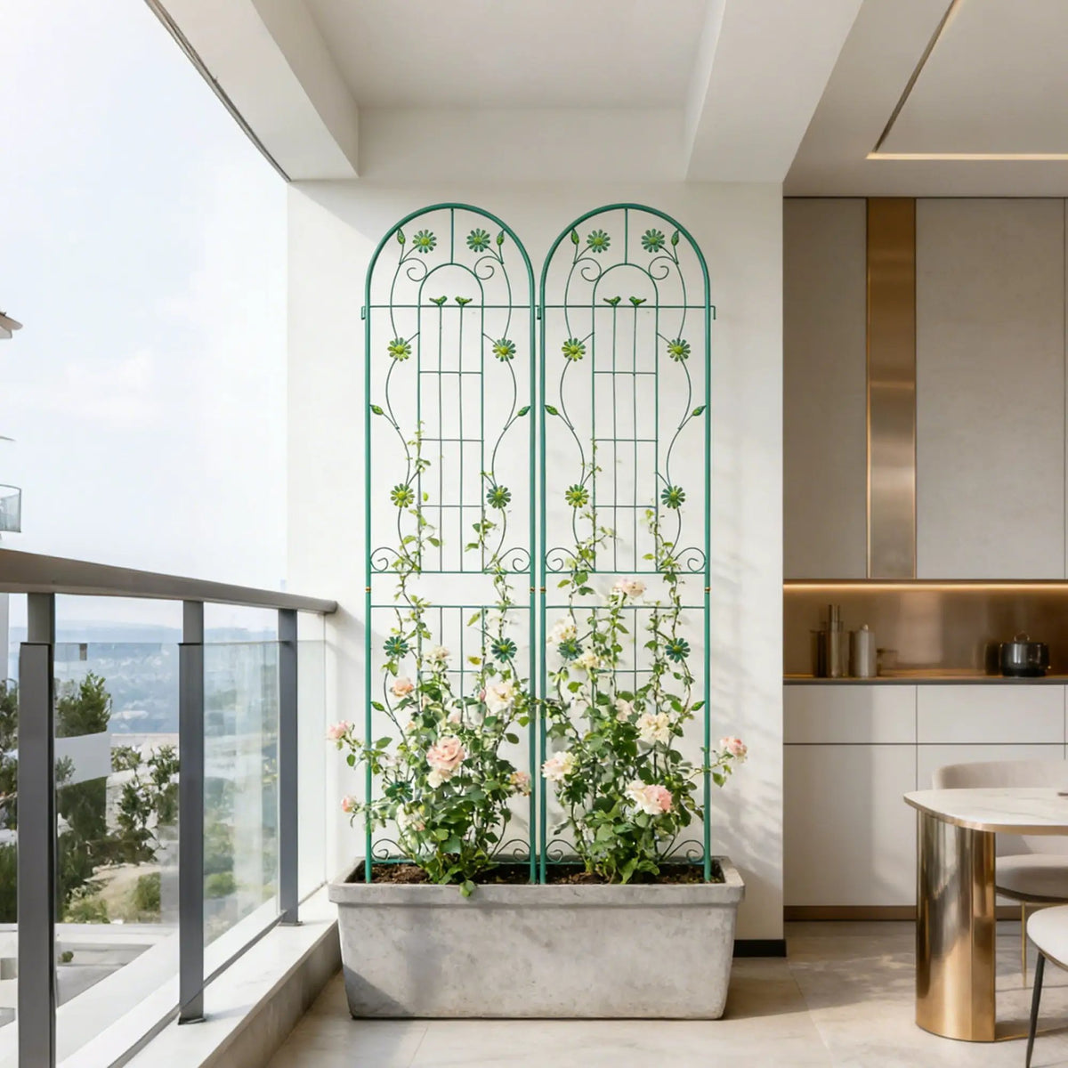 Metal Garden Trellis | Galvanized Steel | Powder Coated | 4 Piece Set