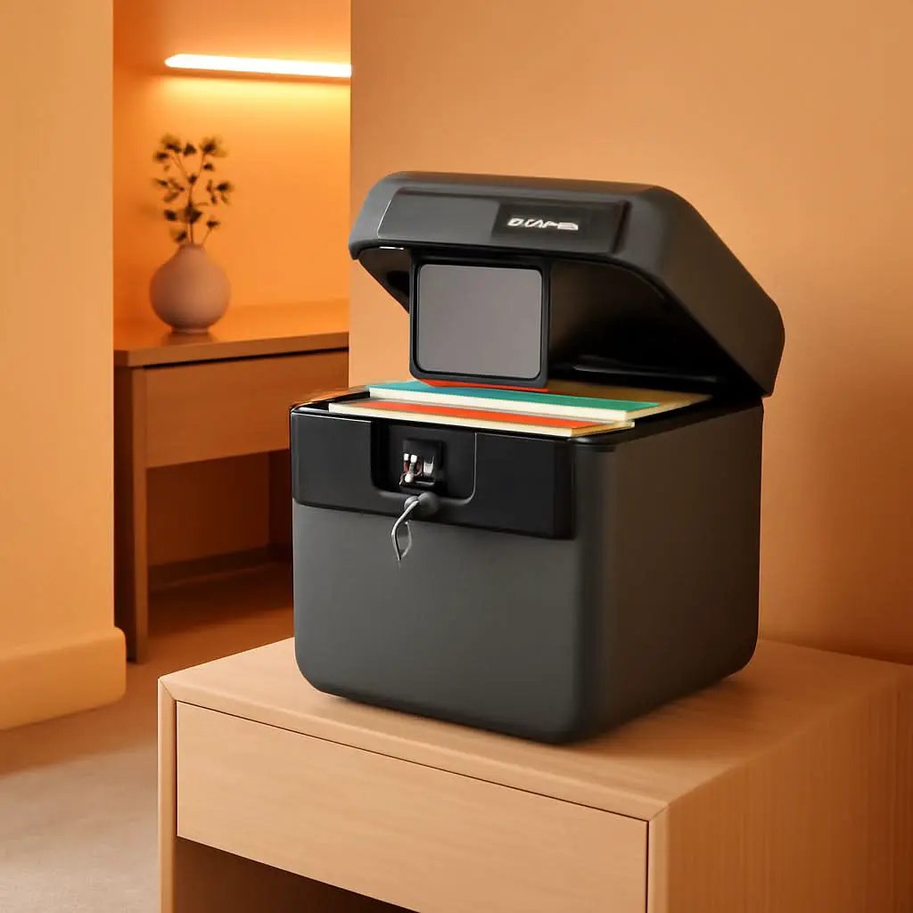 Black Fireproof Safe With Key Lock 14.3X15.5X13.5 HD4100 from PriceLows™