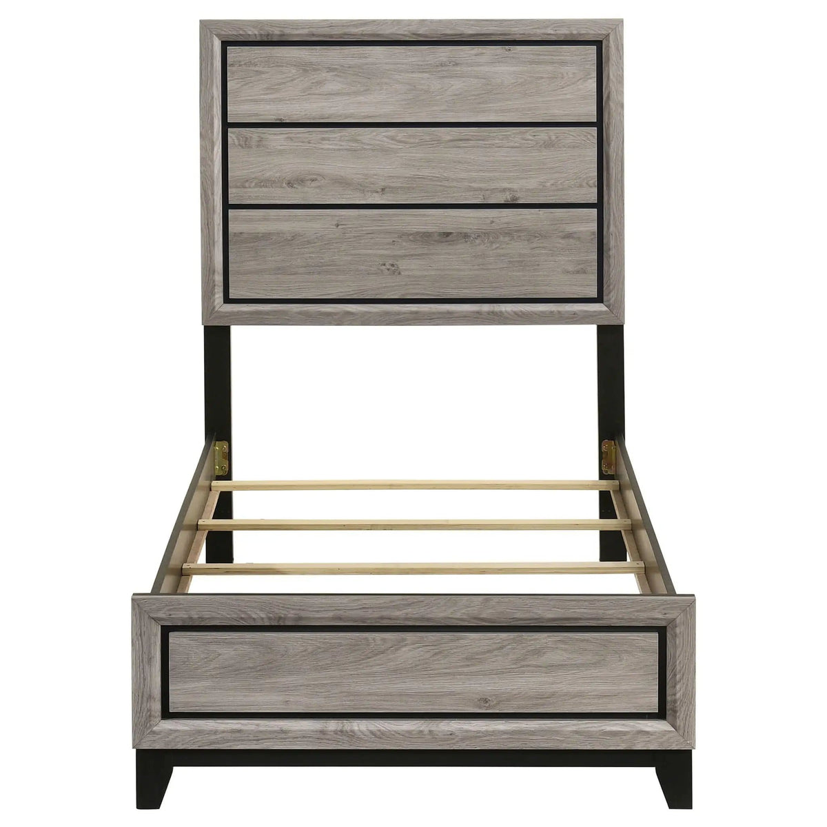 Valen Wood Twin Panel Bed Light | 42.25 x 78.75 x 56.25 in | Rubberwood & Engineered Wood | Taupe