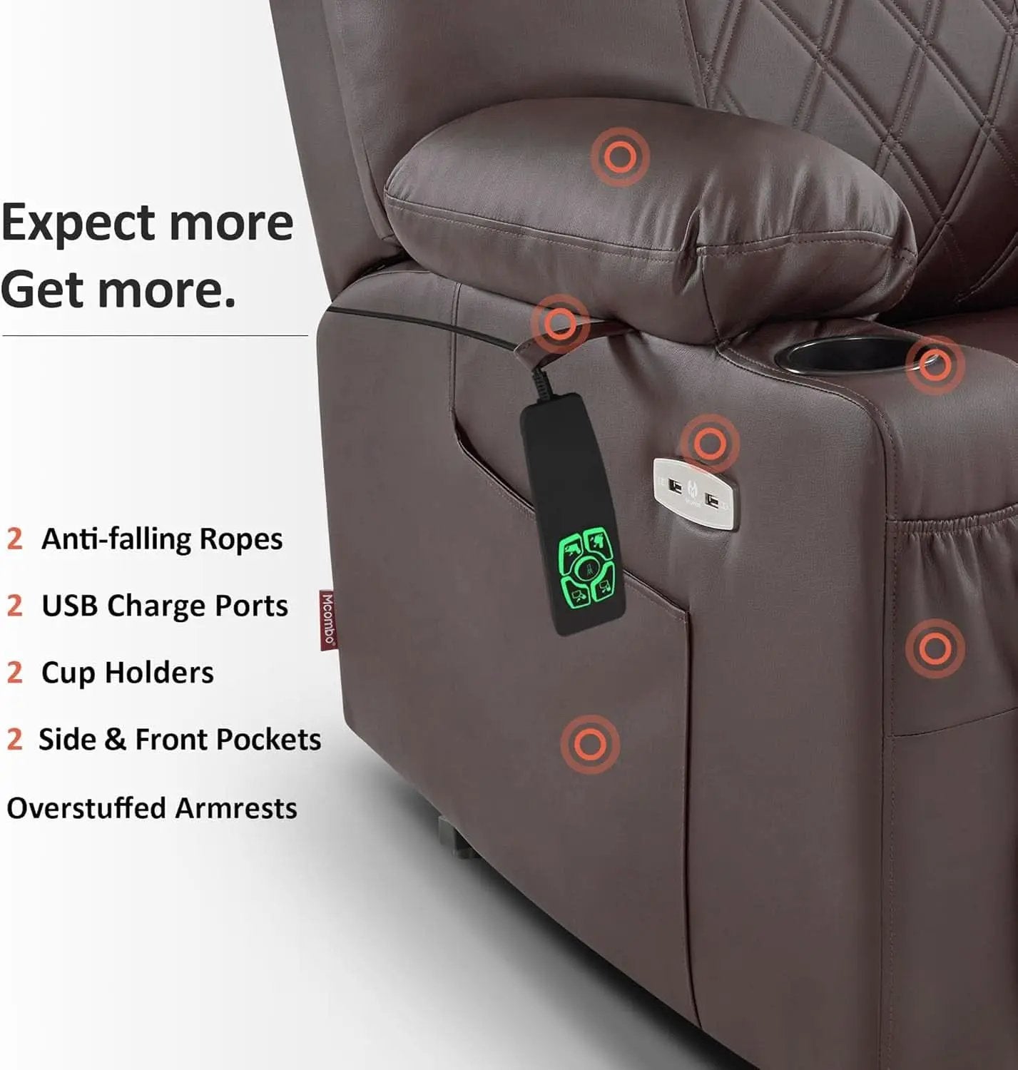 Petite Power Lift Recliner With Massage And Heating from PriceLows™