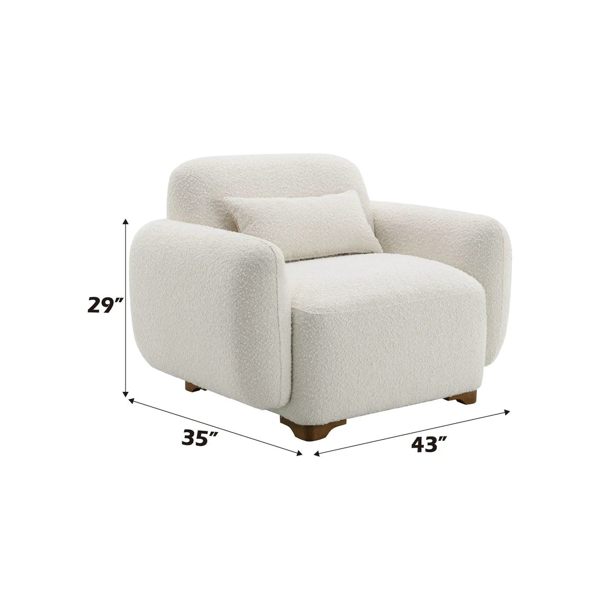 Darius Boucle Accent Chair | Beige | 1 Toss Pillow Included | Modern Design