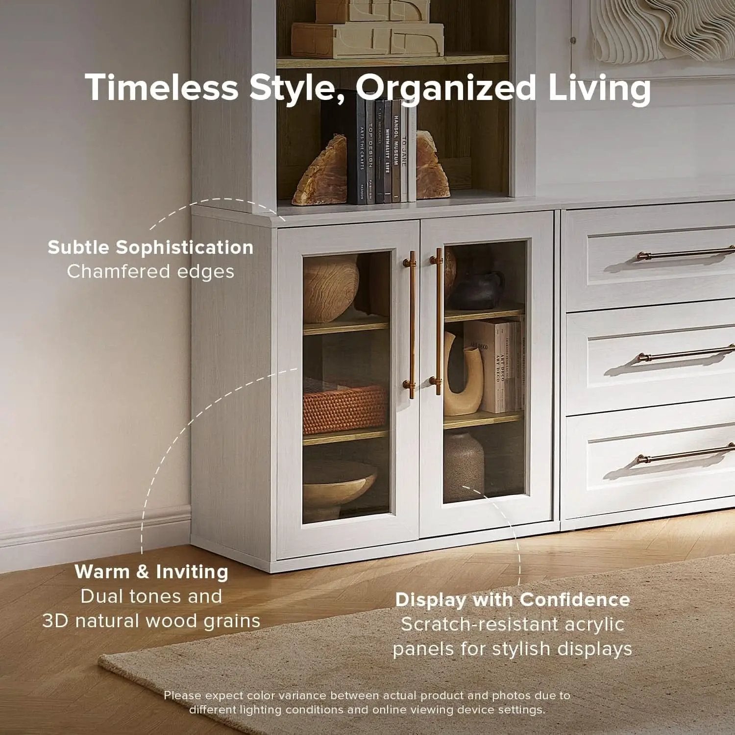Two Tone Oakwood Acrylic Modular Buffet Cabinet Unit from PriceLows™