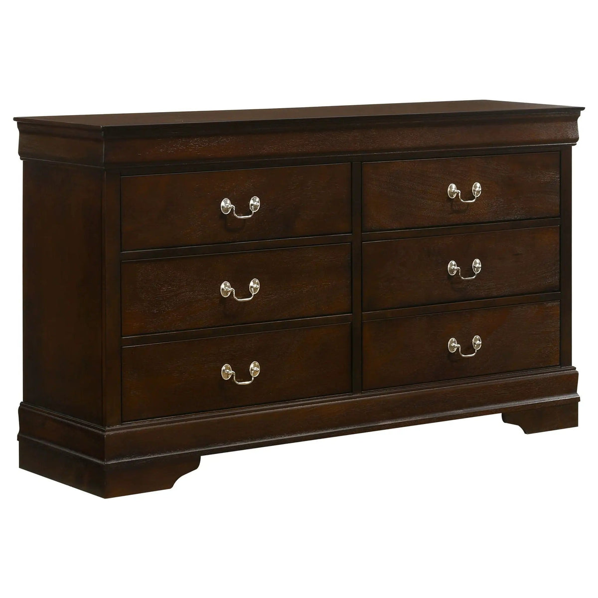 Louis Philippe 6-drawer Dresser | 58.25 x 15.75 x 33.5 in | Wood | Cappuccino