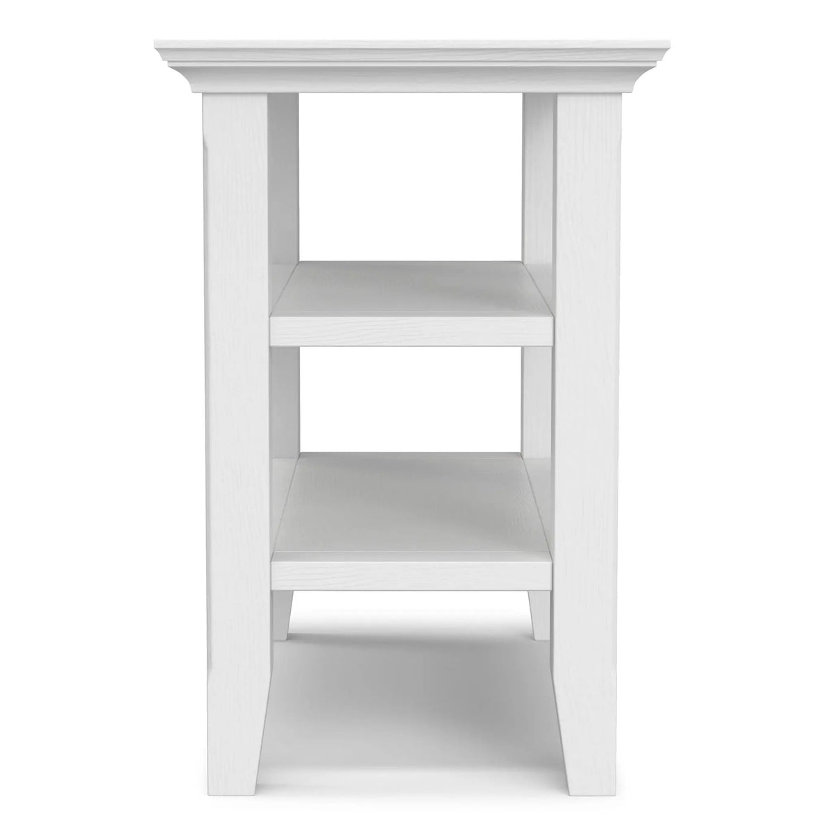 Acadian Narrow Side Table | Handcrafted Solid Wood | 2 Open Storage Shelves | 24 Inch Height