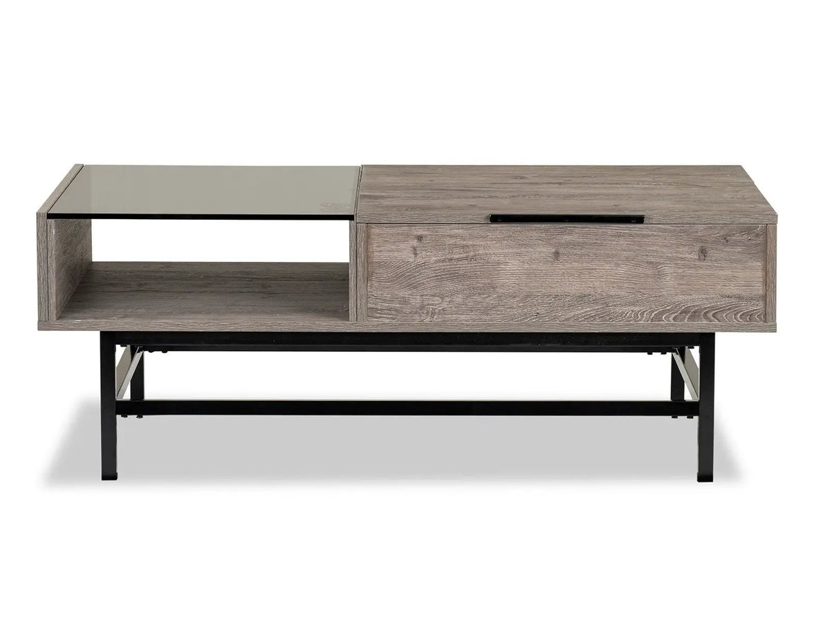 Fenwick Rectangular End Table | Whitetail Brown Finish | Matte Black Metal | Industrial Style