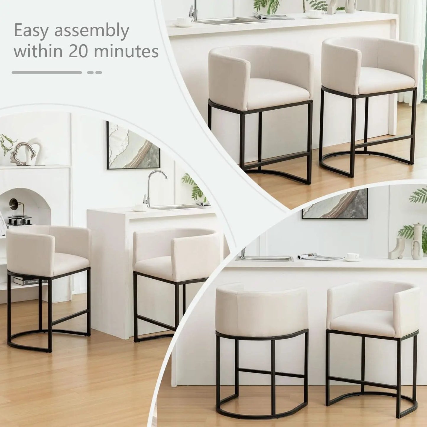 Modern Barrel Counter Height Bar Stools Set of Four from PriceLows™