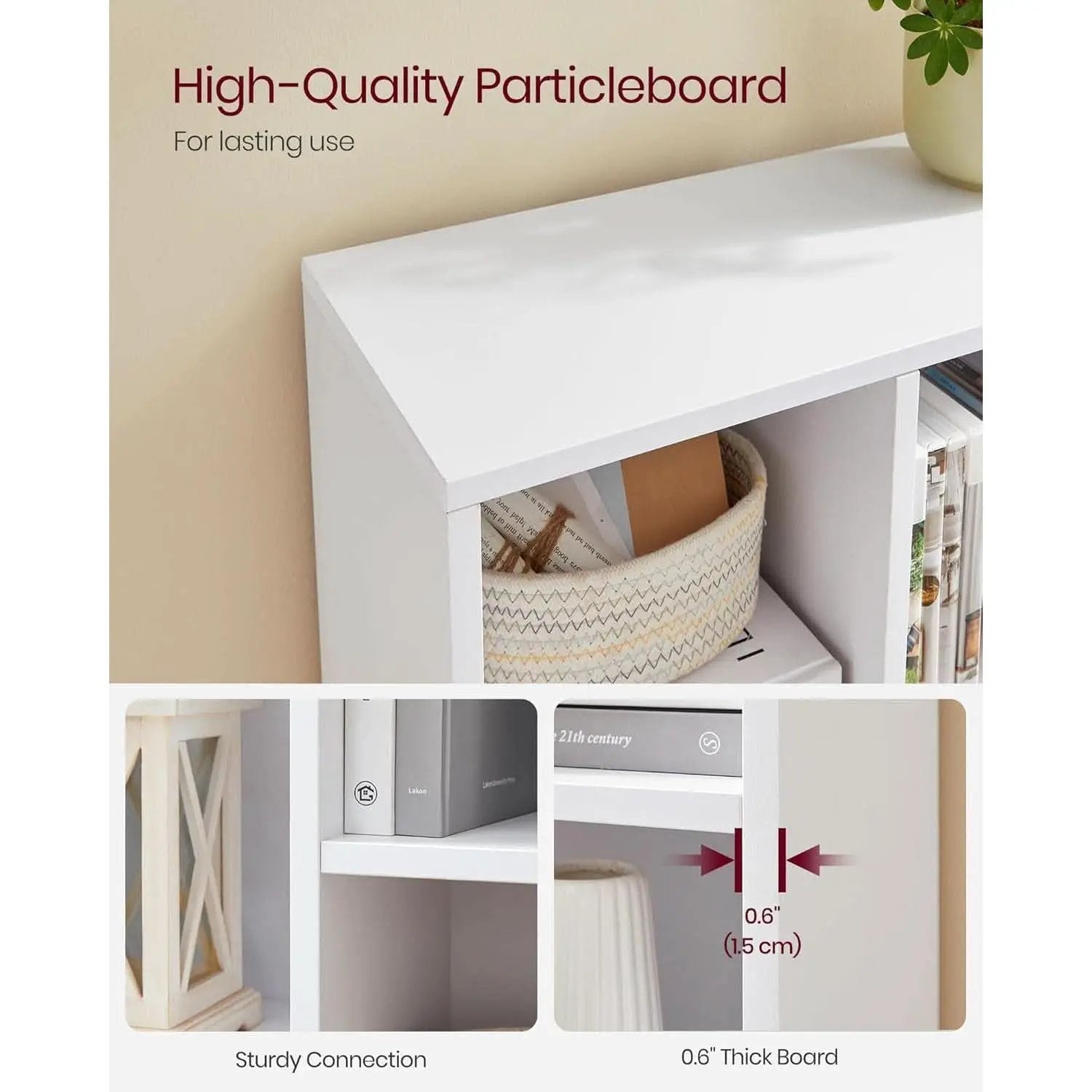 White 7 Compartment Bookcase Shelving Unit For Living Room And Home Office from PriceLows™