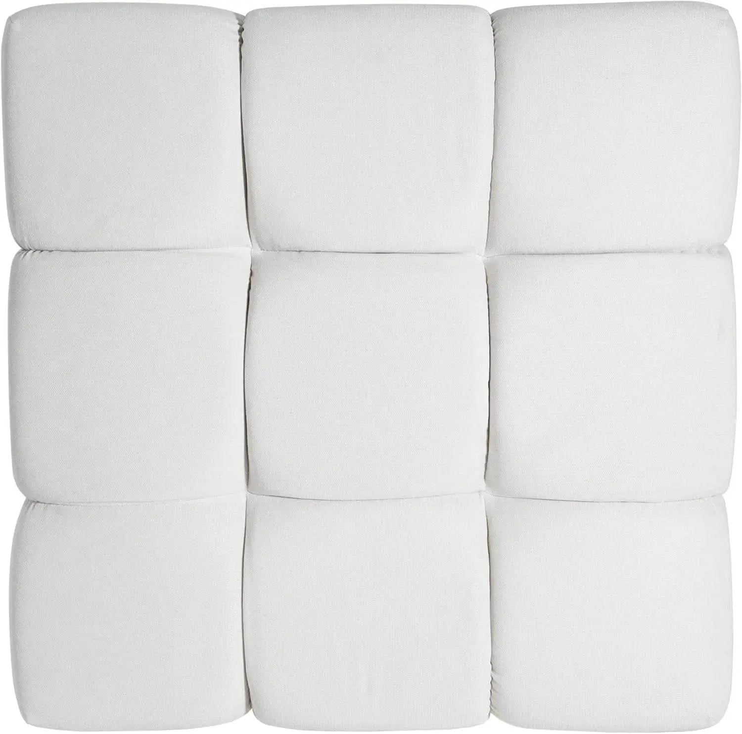 Square White Upholstered Ottoman Featuring Dense Foam from PriceLows™
