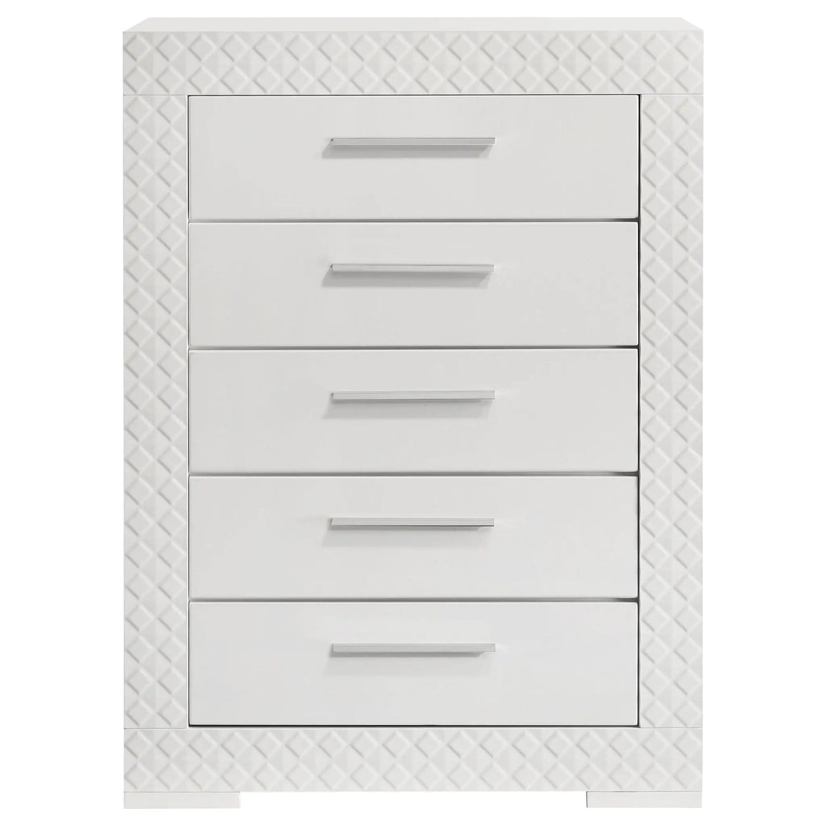 Ives 5-drawer Bedroom Chest of Drawers White High Gloss | 35.5 x 18 x 48.5 in | 5-Drawer | Bedroom