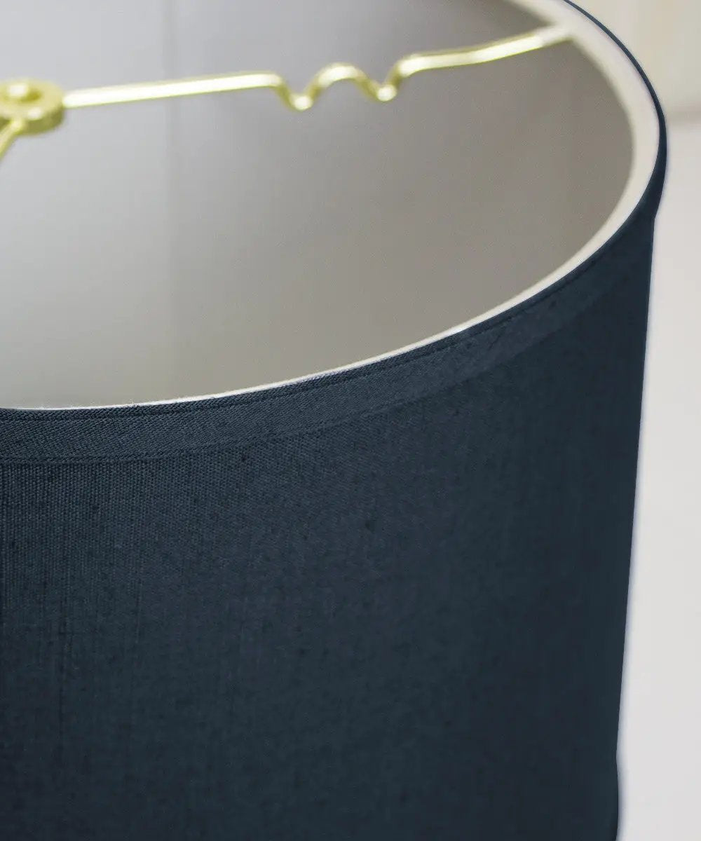 Lamp Shade | Shallow Drum | 16 In W X 10 In H | Textured Slate Blue Linen