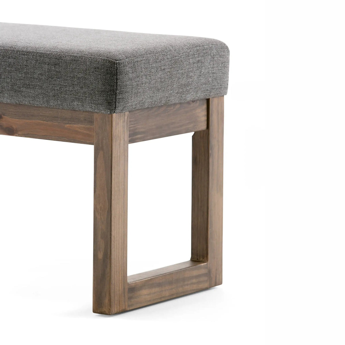 Milltown Upholstered Ottoman Bench | Driftwood Solid Wood Base | Versatile Design | 44.5 Inch Width