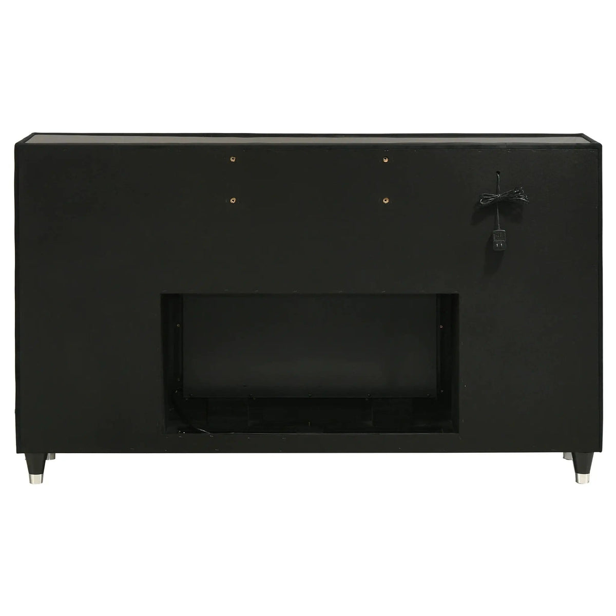 Lorient 8-drawer LED Bedroom Flame Box Dresser | 66.25 x 16.25 x 39.25 in | Rubberwood & Velvet | Black