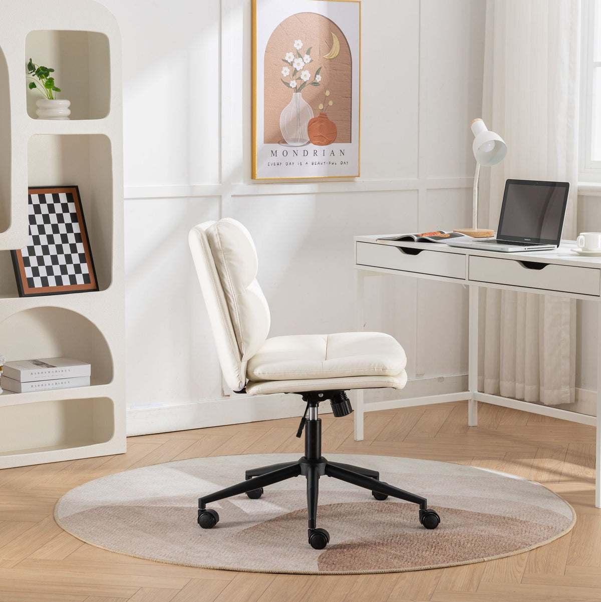 Dining Swivel Chair | Height Adjustable | Criss Cross Frame | White