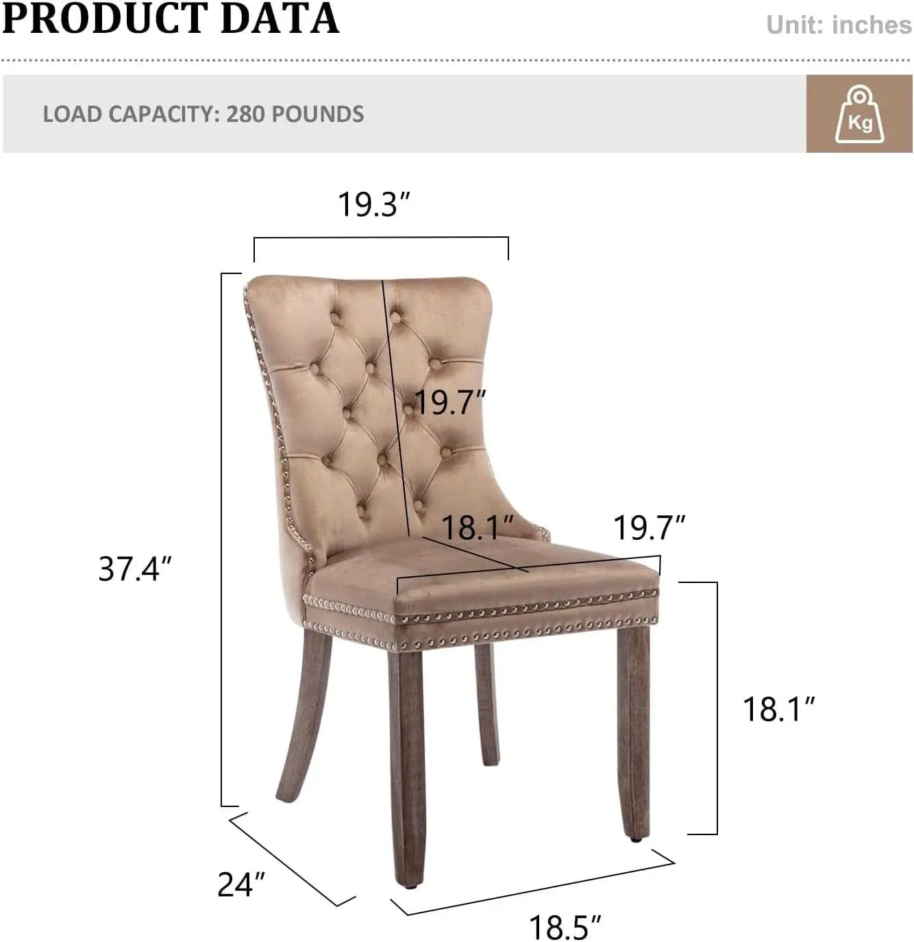 Khaki Velvet Dining Chairs Set of 4 With Button Back from PriceLows™