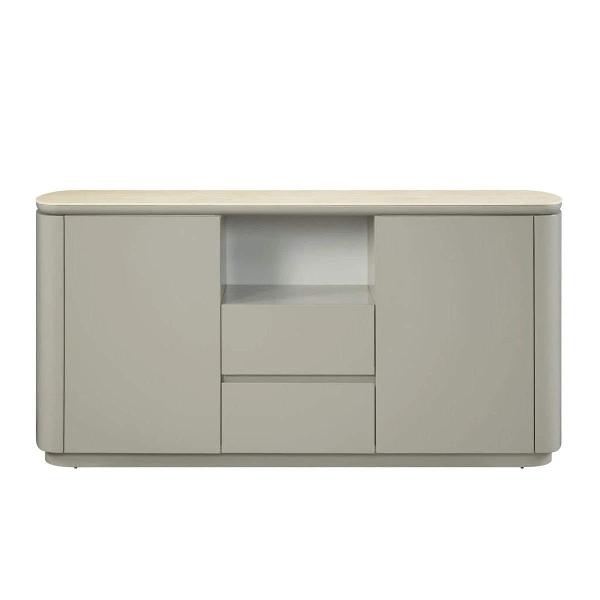 Ingram Ceramic Top Server | 16 x 65 x 32 in | Metal & Ceramic | Light Gray