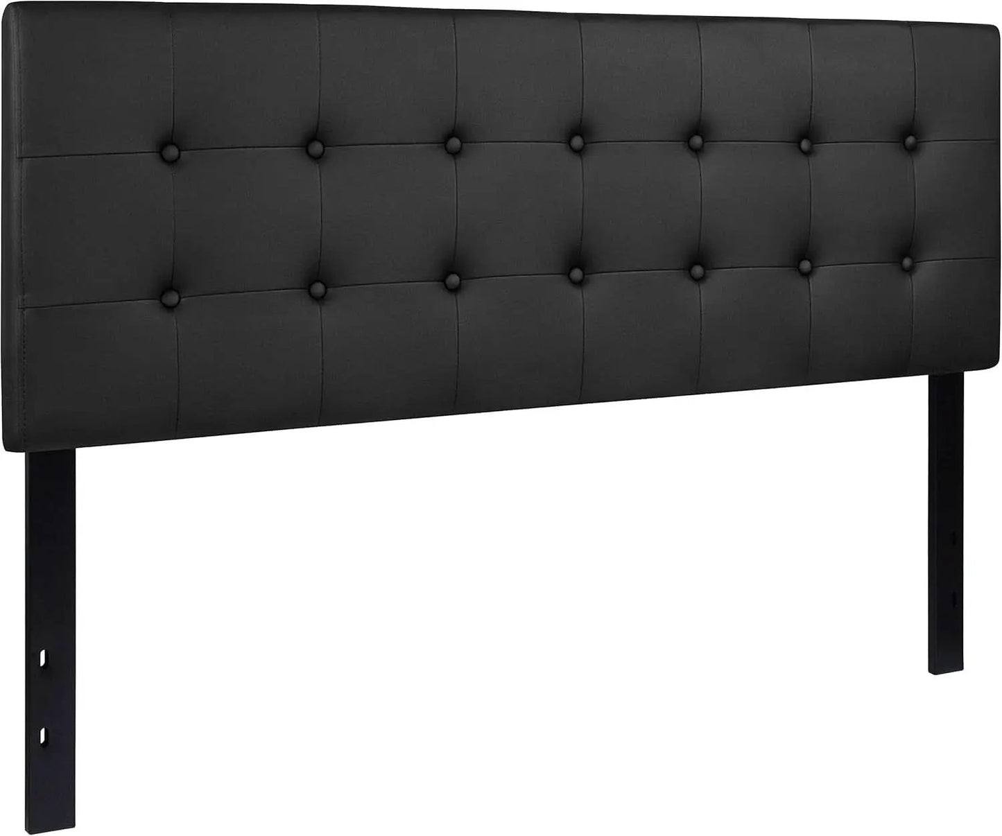 Button Tufted Black Vinyl Queen Size Headboard Upgrade from PriceLows™