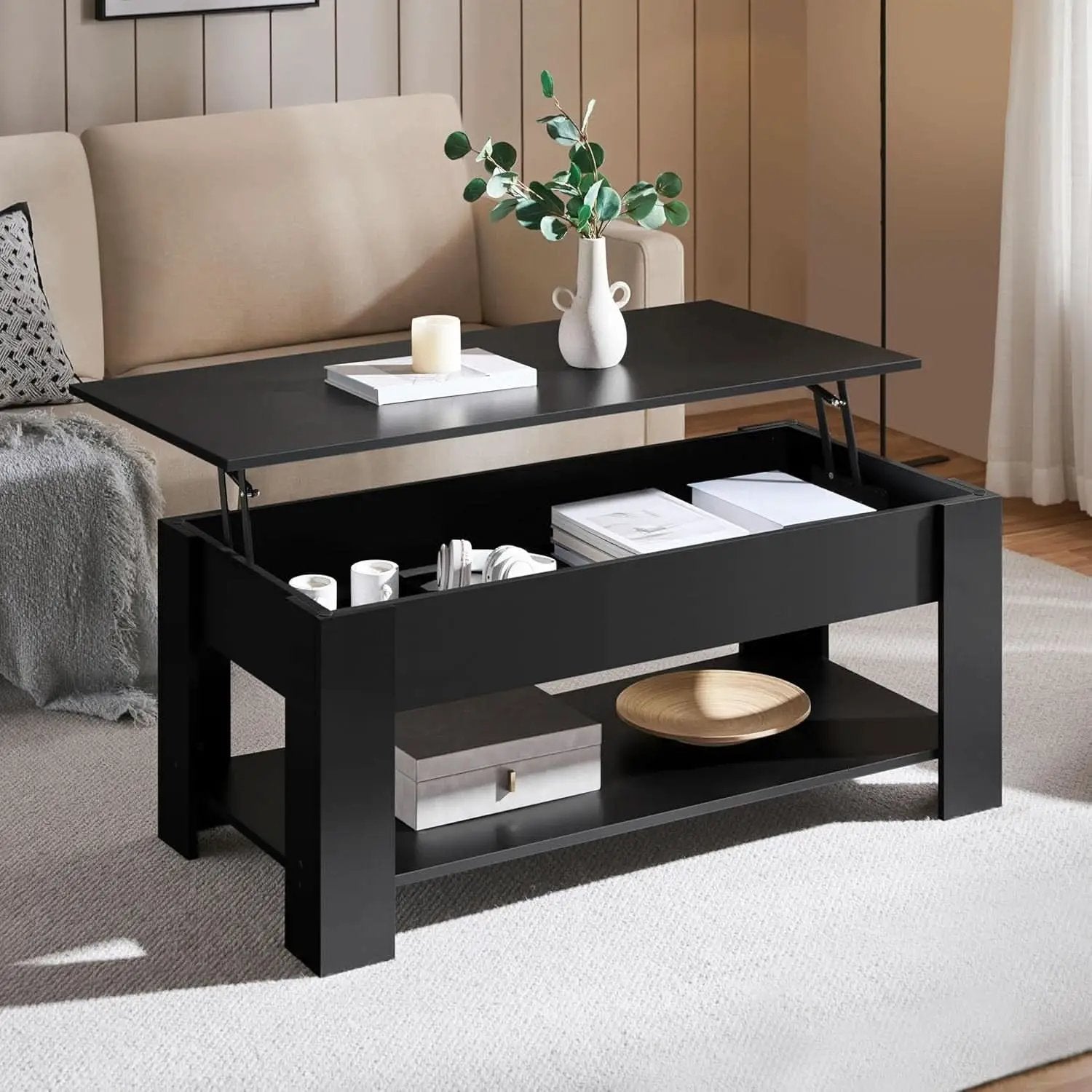 Lift Top Coffee Table With Hidden Compartment 47.5 Inch from PriceLows™