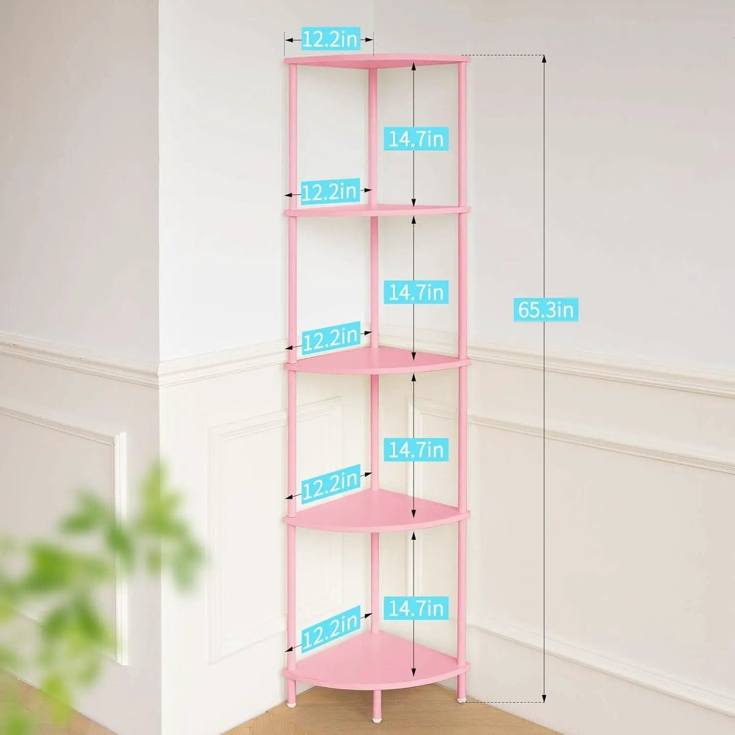 65 Inch Rustic Corner Shelf Stand 5 Tier Display Shelves from PriceLows™