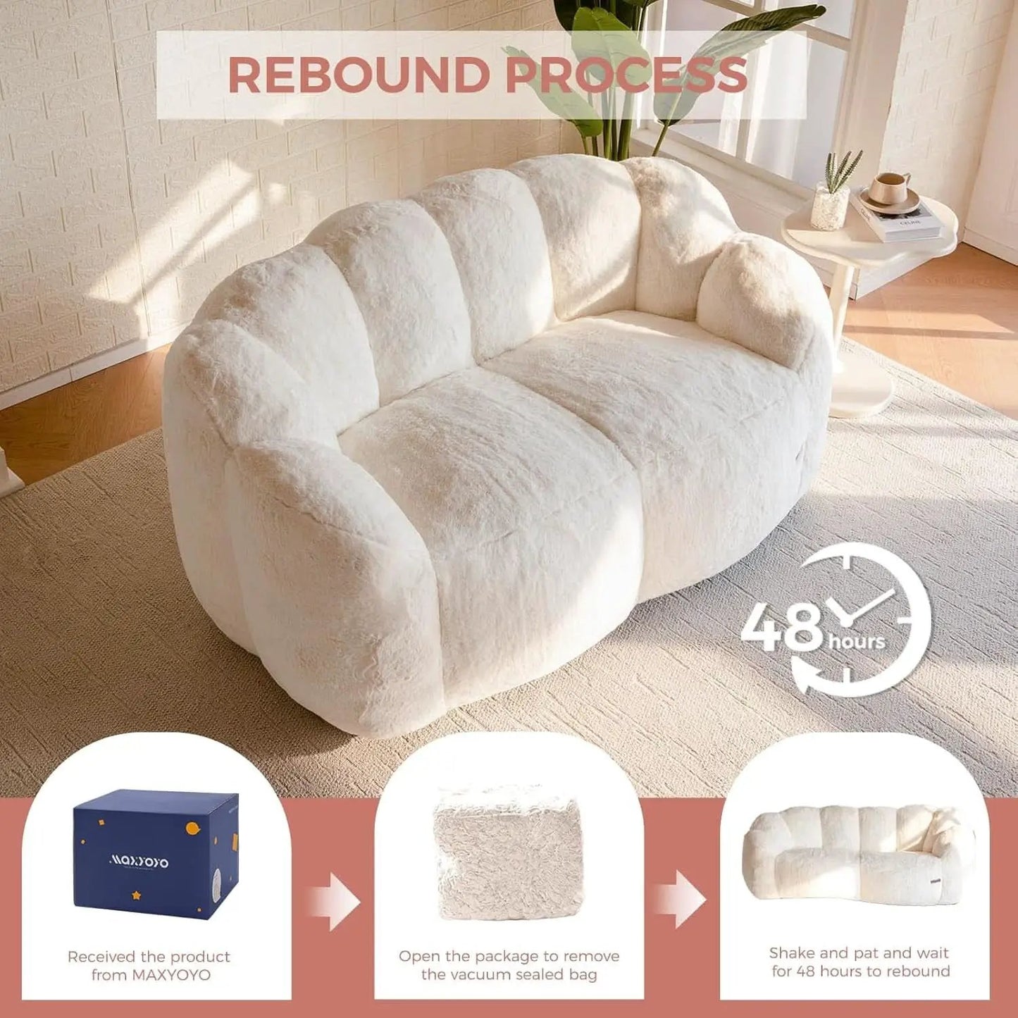 Beige Floral Shaped Bean Bag Sofa For Adults Living Room from PriceLows™