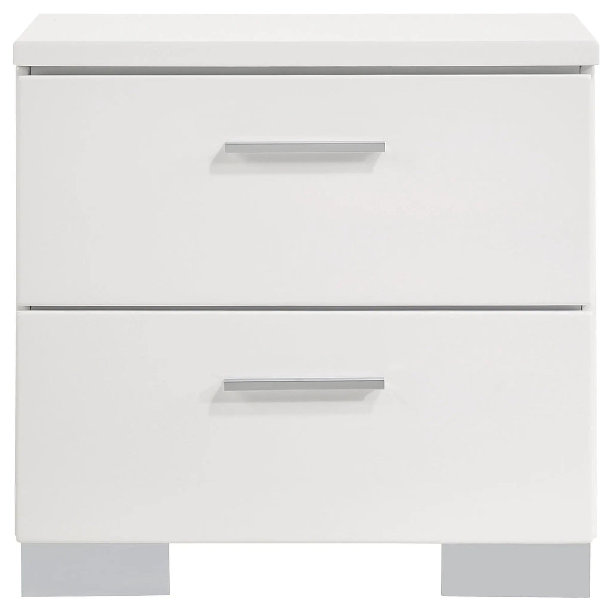 Felicity 4-piece Queen Bedroom Set White High Gloss | 4-Piece Set | Faux Leather & Metal | Bedroom