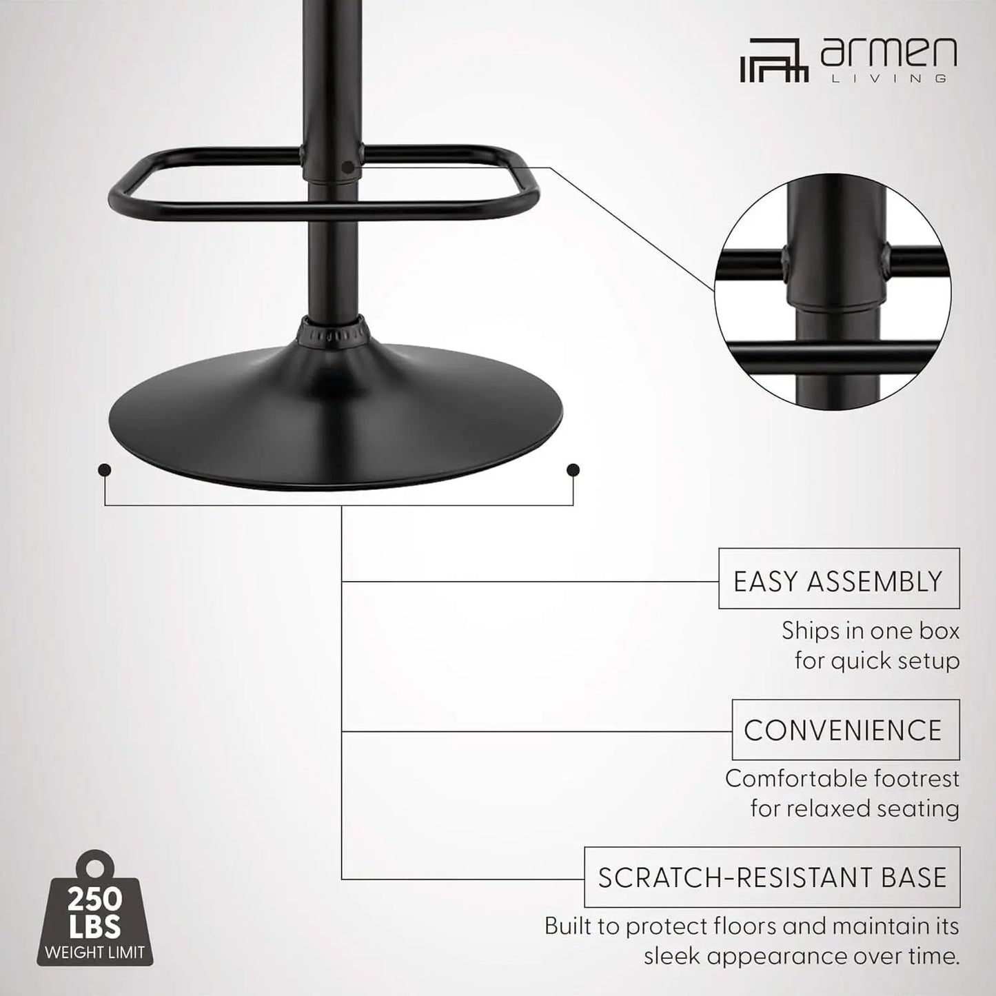 Grey Faux Leather Swivel Bar Stool With Adjustable Height from PriceLows™