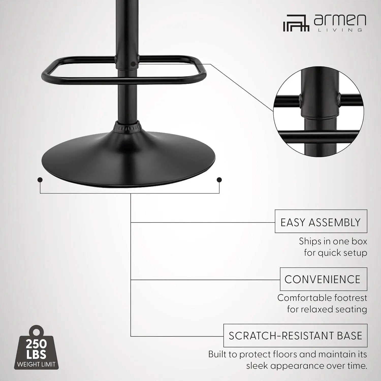 Grey Faux Leather Swivel Bar Stool With Adjustable Height from PriceLows™