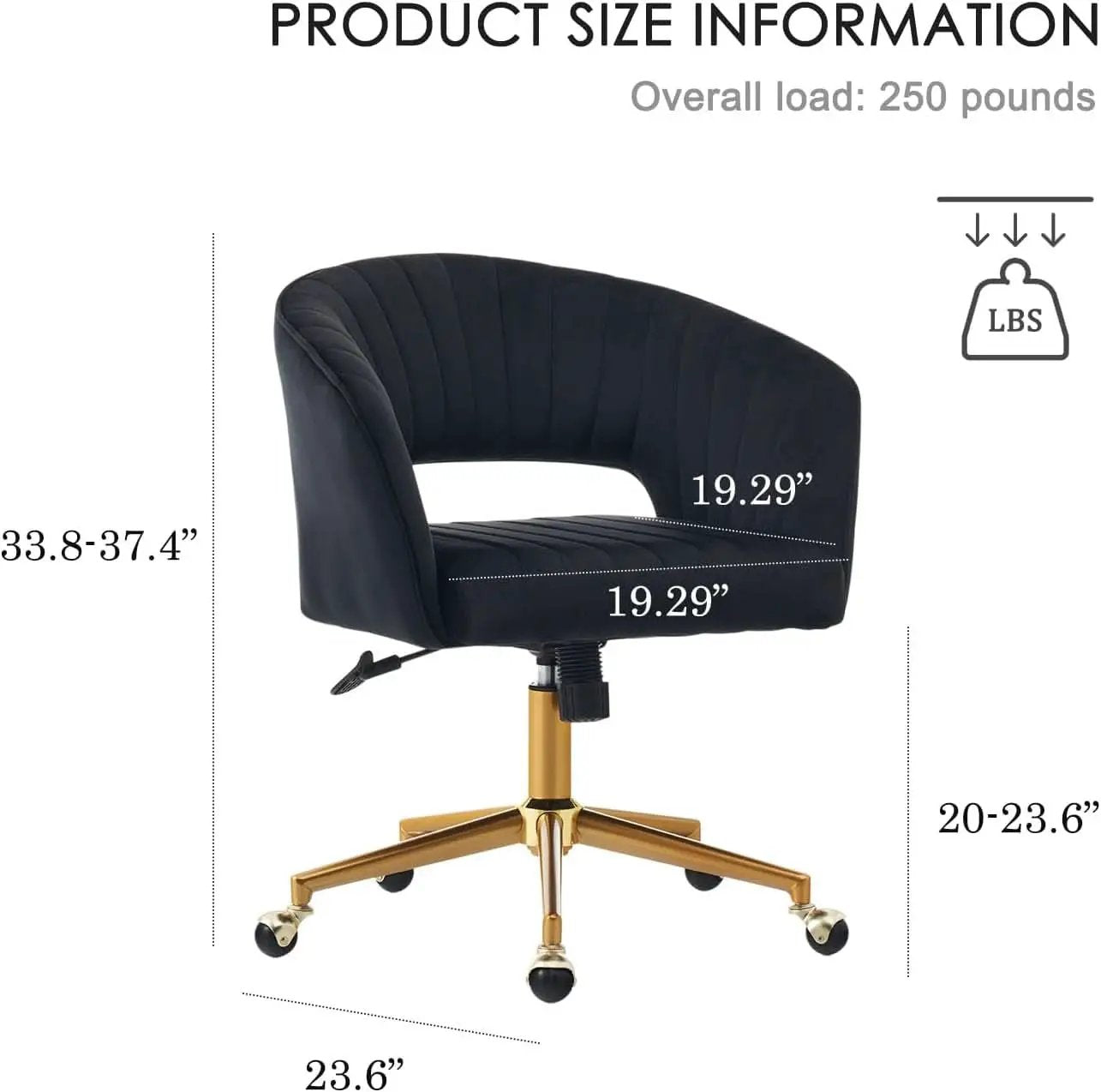 Velvet Home Office Chair 360 Degree Swivel Black Lux Velvet from PriceLows™