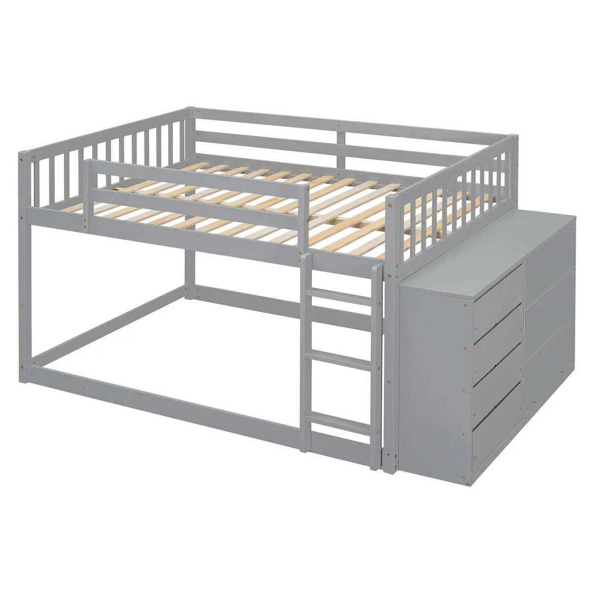 Bunk Bed | Solid Pine Frame | Four Drawers And Three Shelves | Full Size