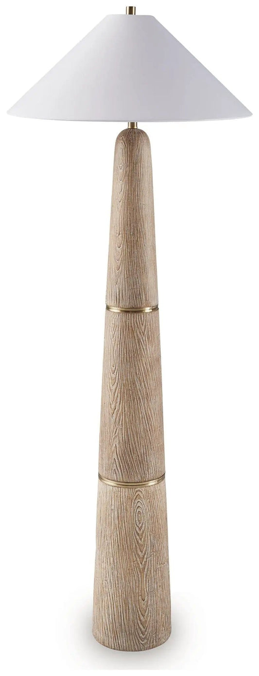 Gasparleigh Poly Floor Lamp | 26.13 x 26.13 x 67.75 in | Fabric & Metal | Brown / Gold Finish