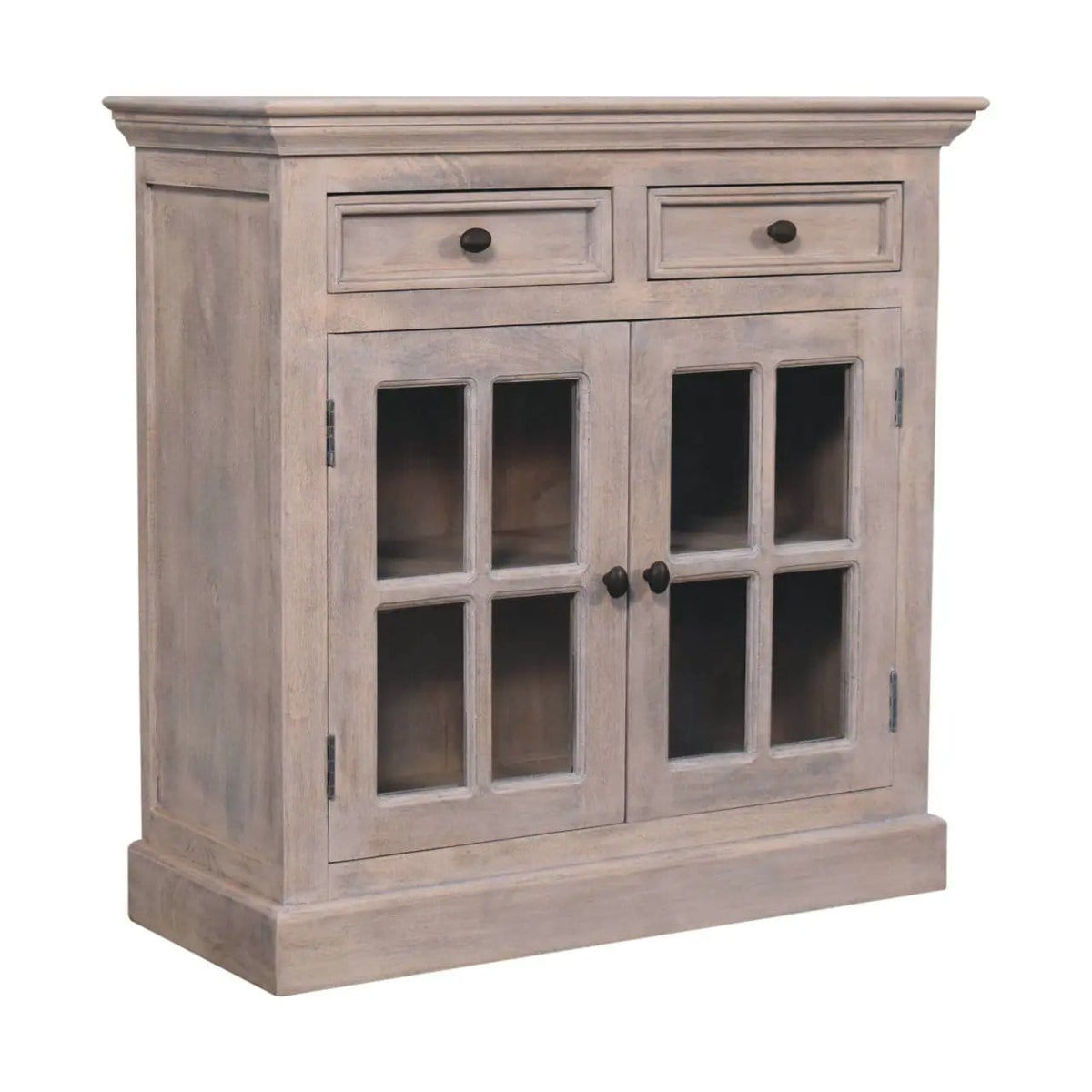 Cabinet With Glazed Doors | 2 Pieces | Solid Wood & Brass | Living Room