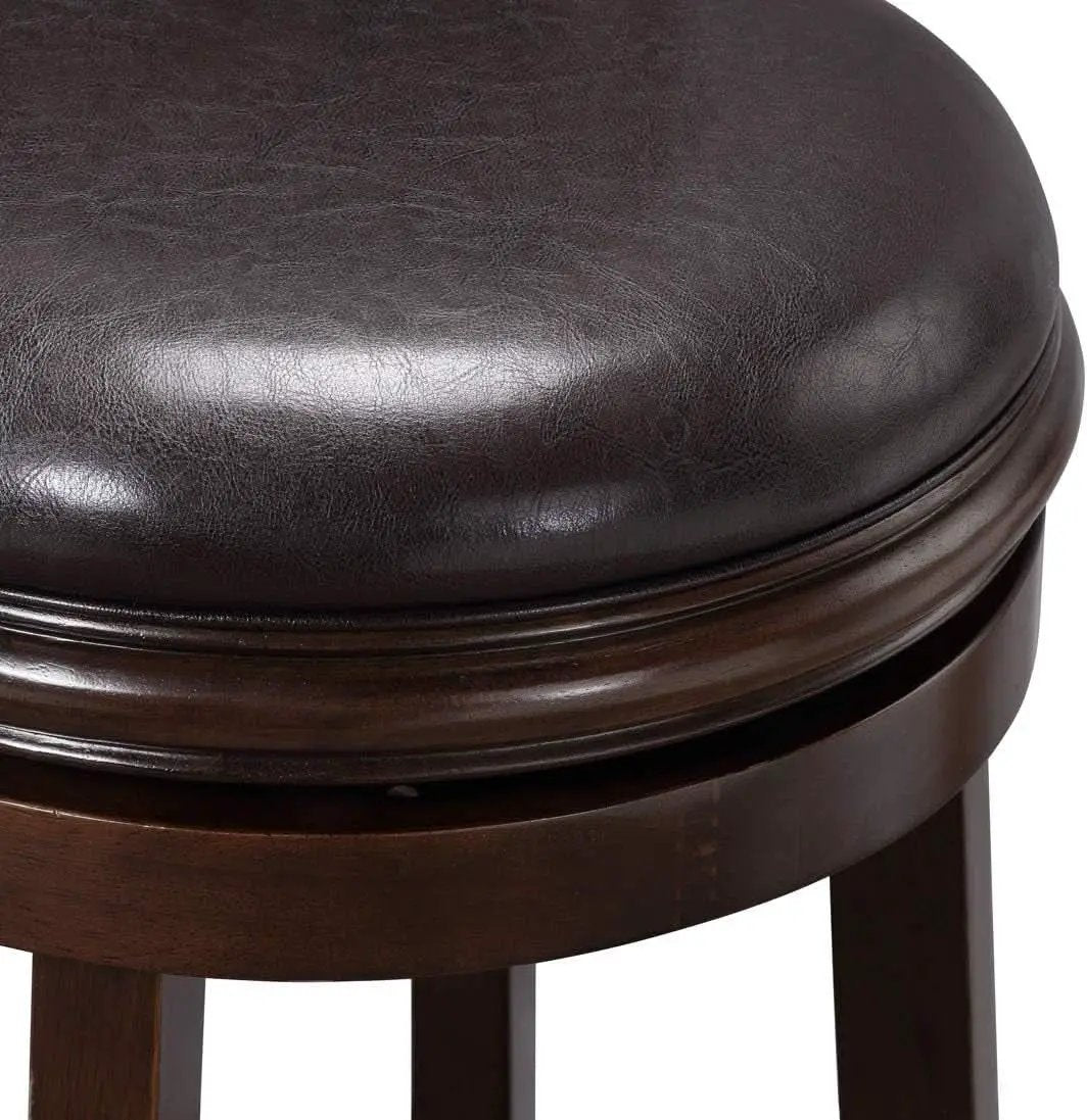 Swivel Bar Stool 29 Inch Cappuccino Faux Leather Upholstery from PriceLows™