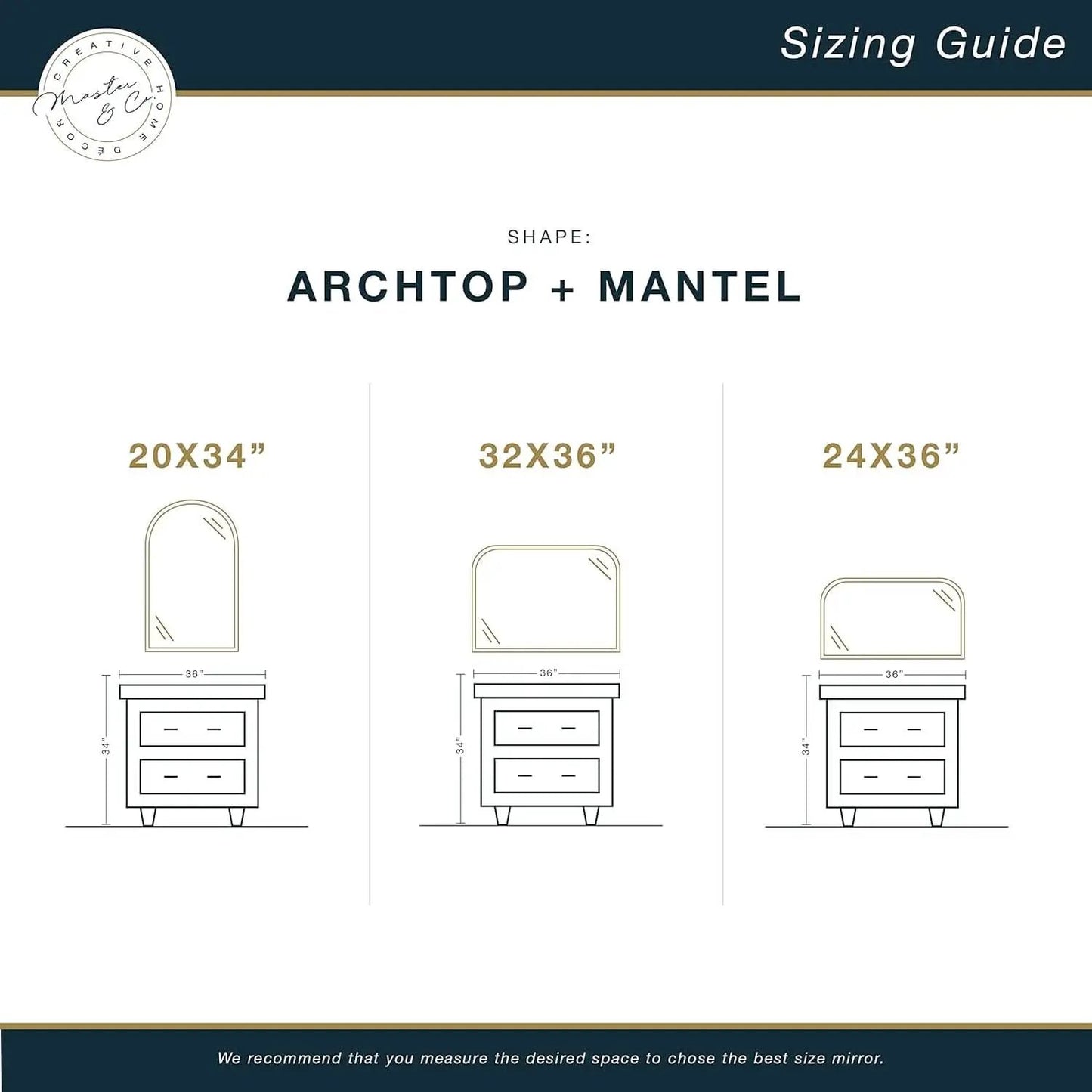 Master And Co Modern Metal Arch Wall Mirror 36x32 Black from PriceLows™