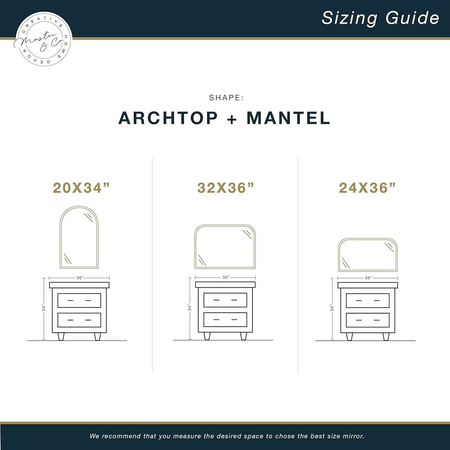 Master And Co Modern Metal Arch Wall Mirror 36x32 Black from PriceLows™