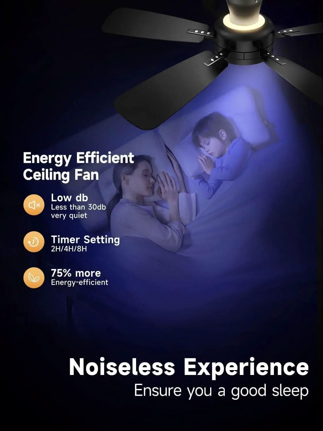 46 Inch Black Ceiling Fan With Remote Dimmable Light 3CCT from PriceLows™