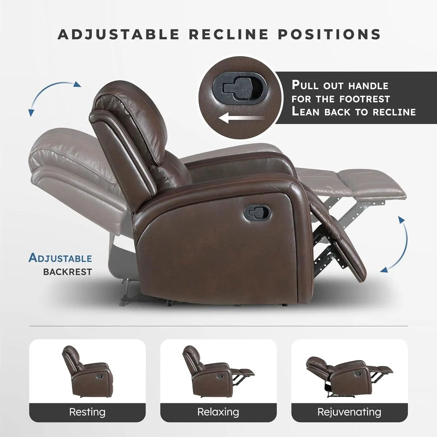 Manual Double Recliner Sofa Brown Leather Match Wall Hugger from PriceLows™