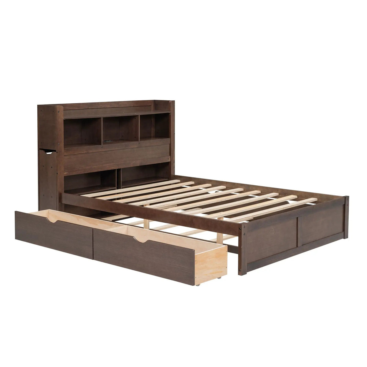 Storage Platform Bed | Solid Pine Wood | Trundle Base | 2 Drawer Storage