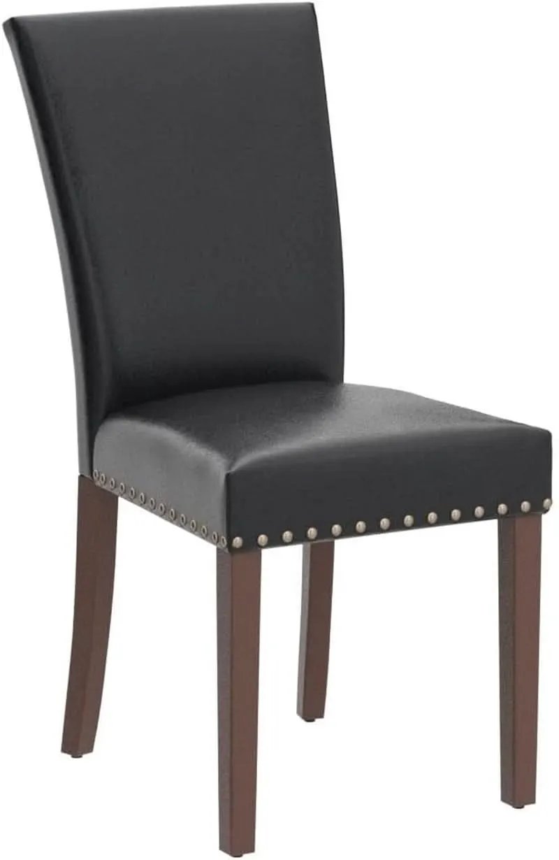 Parsons Dining Chairs Set Of 4 Black Upholstered Nailhead Trim from PriceLows™